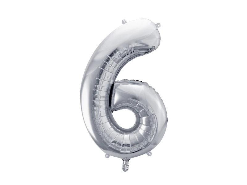 Foil Balloon Number 6 silver