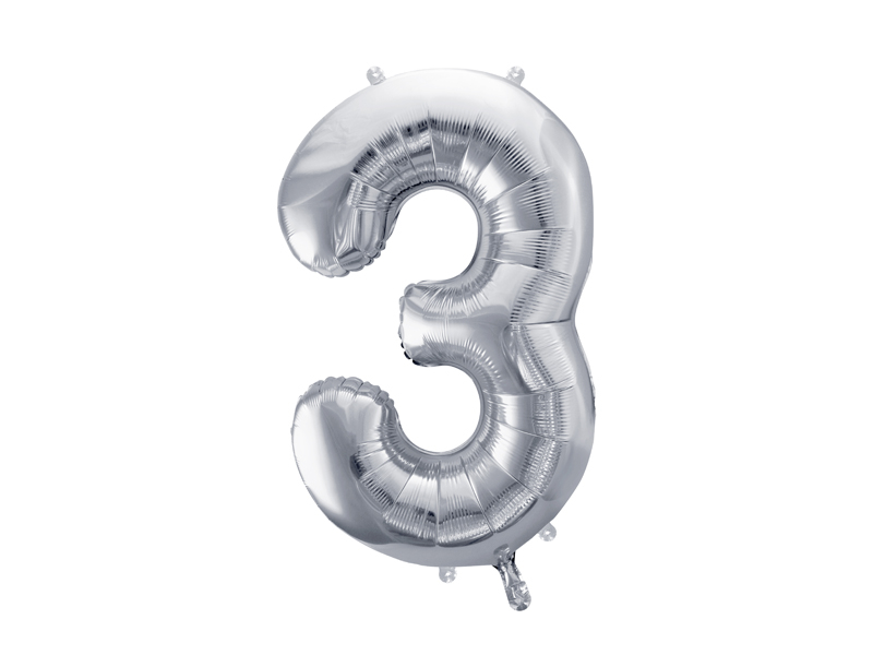 Foil Balloon Number 3 silver