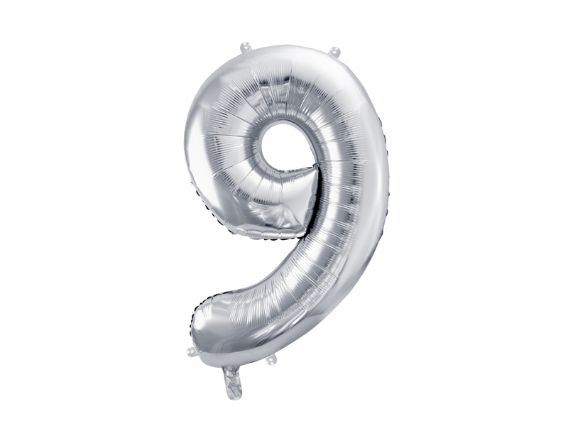 Foil Balloon Number 9 silver
