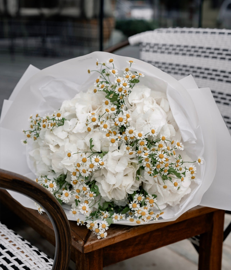 White Hydrangea & Chamomile Bouquet M White Hydrangea & Chamomile Bouquet M
