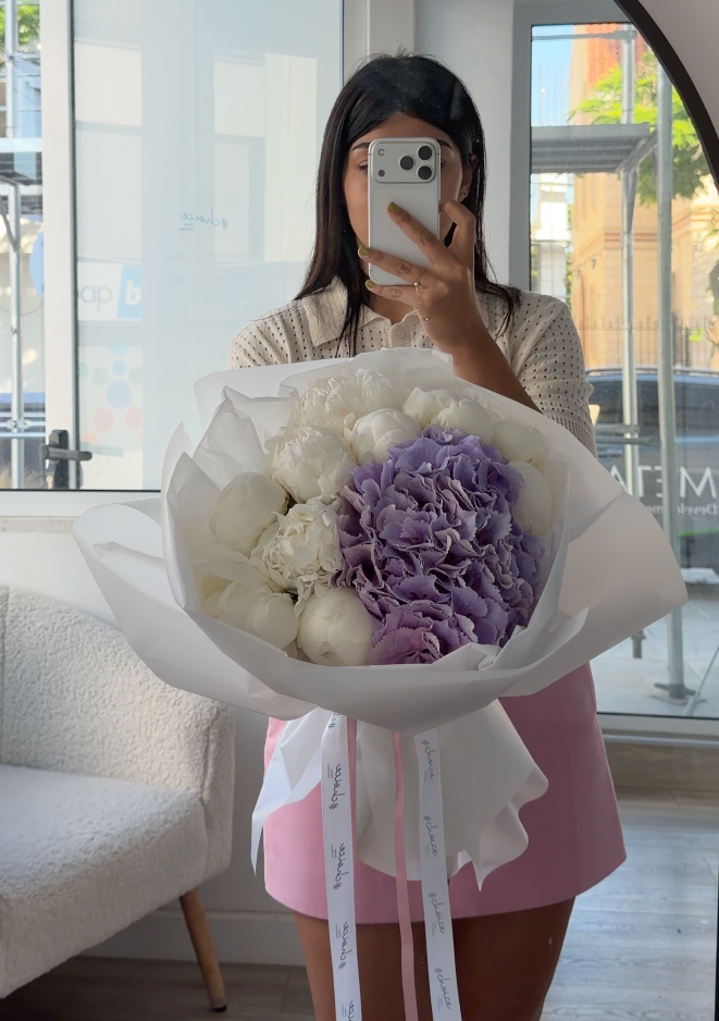 Peonies & Purple Hydrangea Bouquet M Peonies & Purple Hydrangea Bouquet M